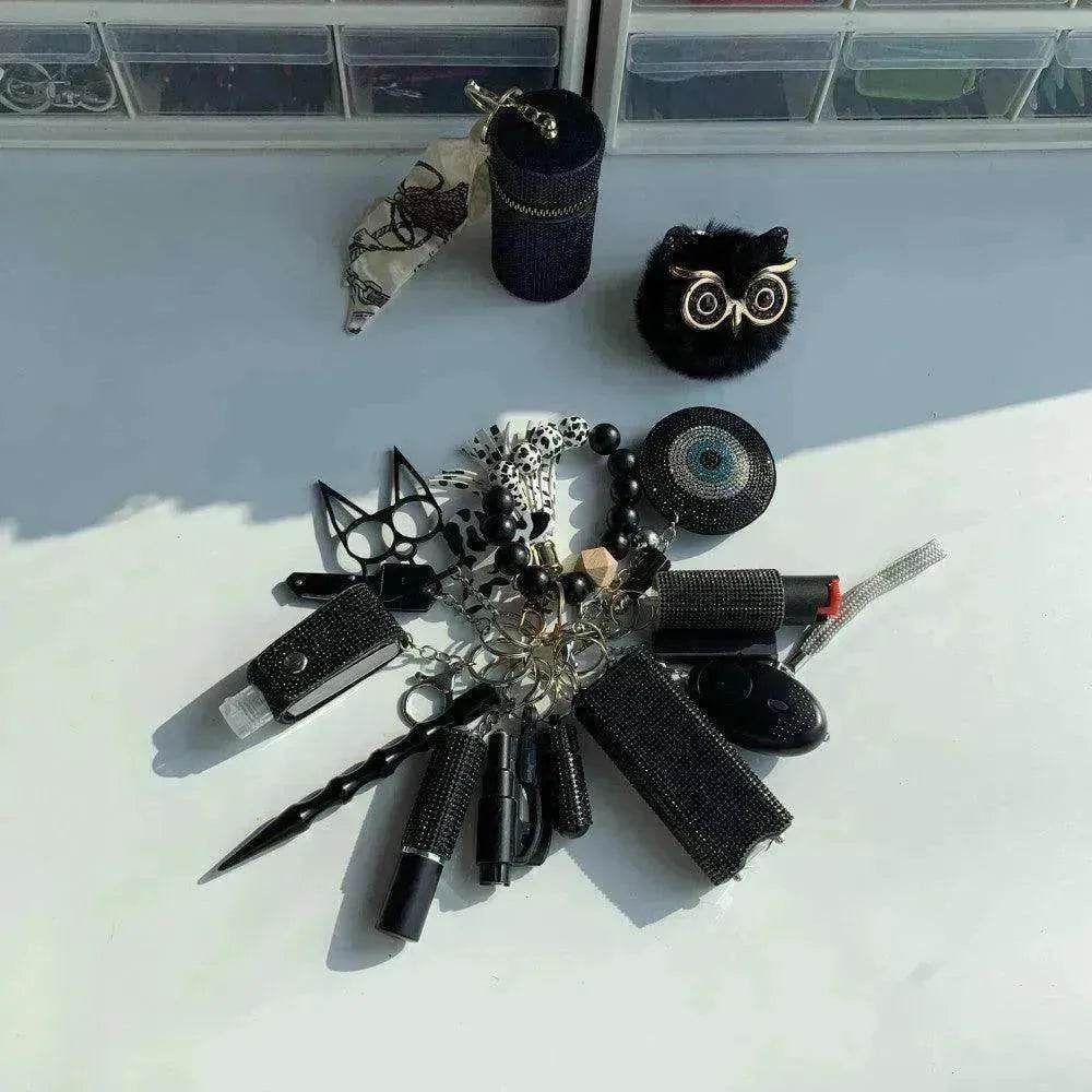 Black Lightning Keychain Shiny 15pcs Keychain Set