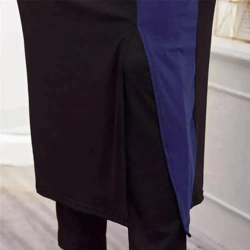 Black Women's Arab 2 Pieces Sets Long Sleeve Top Dress and Pants Abaya Outfits