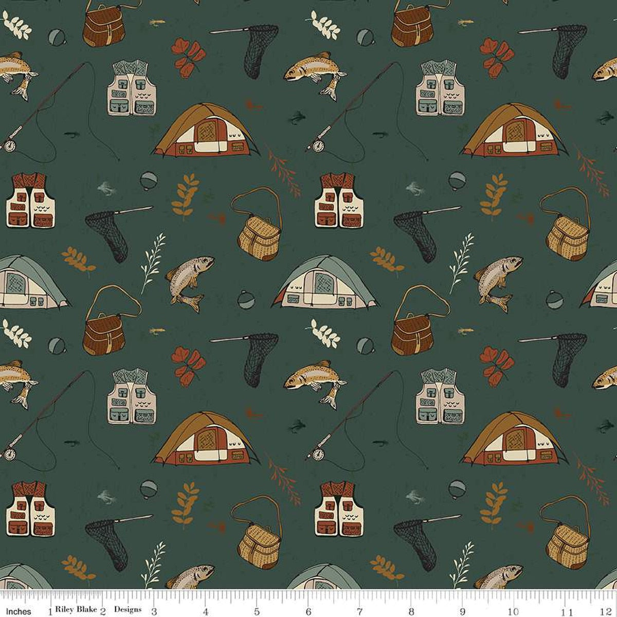 Riley Blake - Let's Wander - Gone Fishing Forest - C16881-FOREST