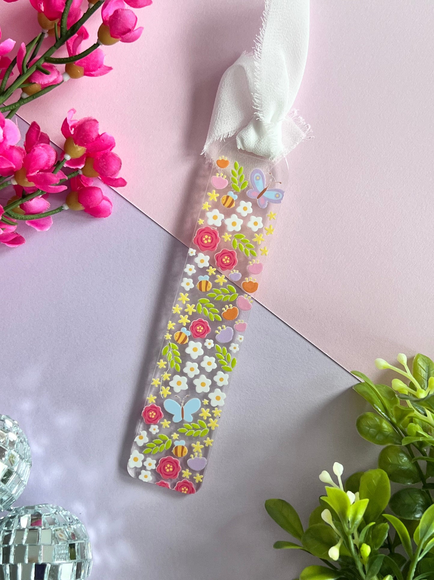 Spring floral bee bookmark