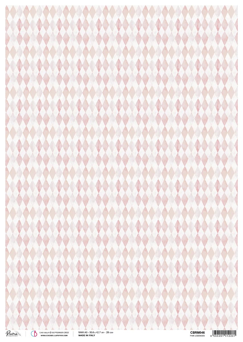 Rice Paper A3 Piuma Pink Lozenges - 3 Sheets