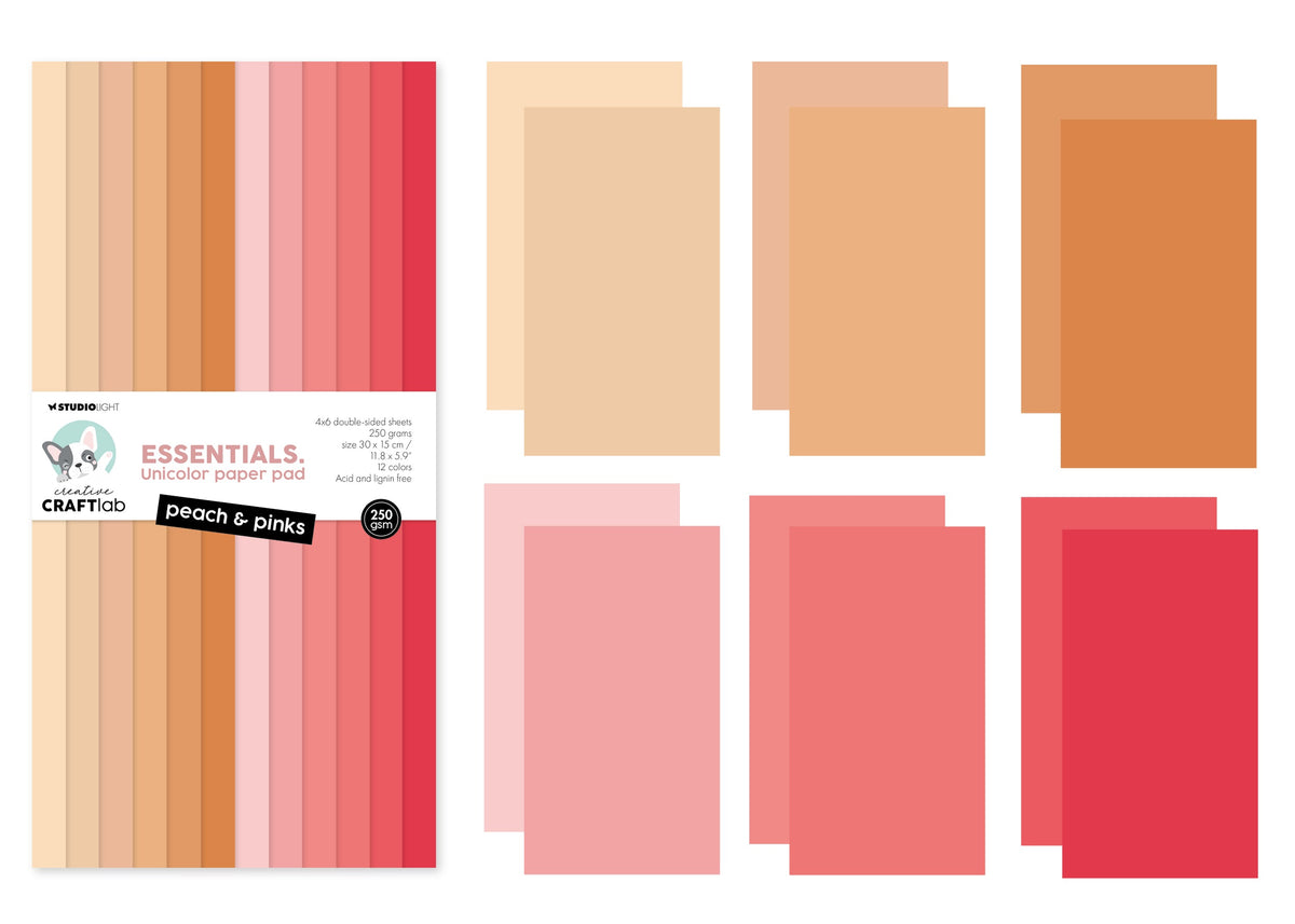 CCL Bloc de papier Unicolor Pêche & Rose Essentiels 24 feuilles