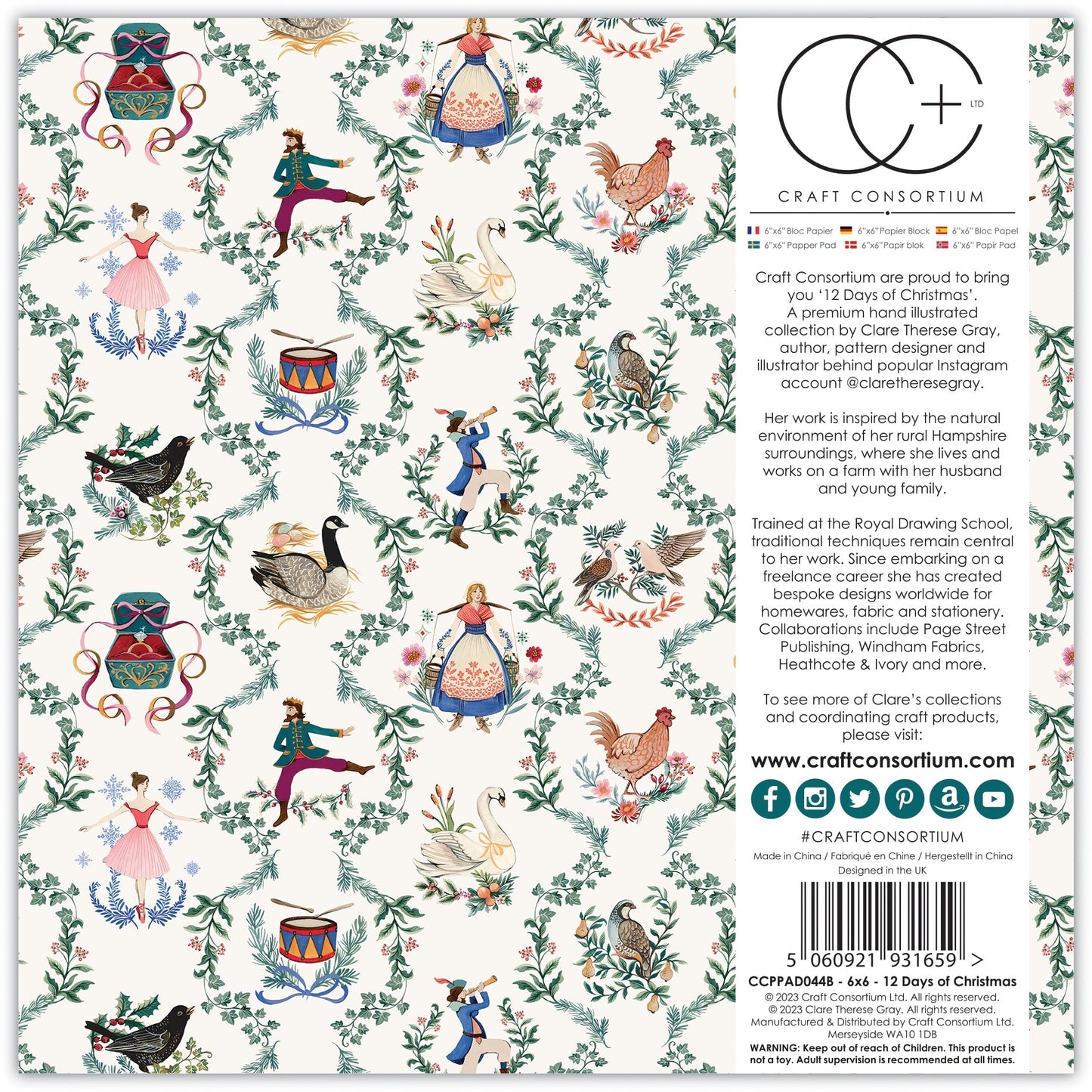 Craft Consortium 12 Days Of Christmas - 6x6 Paper Pad