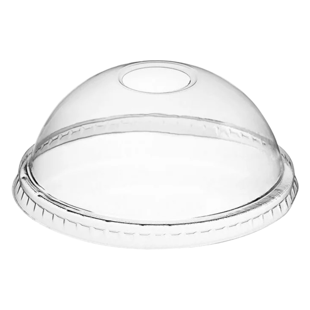98mm Straw Slotted Dome PET Lids for 16-20 oz PET Cups