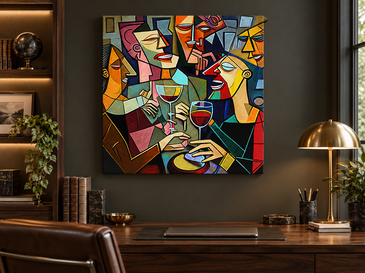 Décoration murale sur toile - Picasso Buvant en groupe - Œuvre imprimée