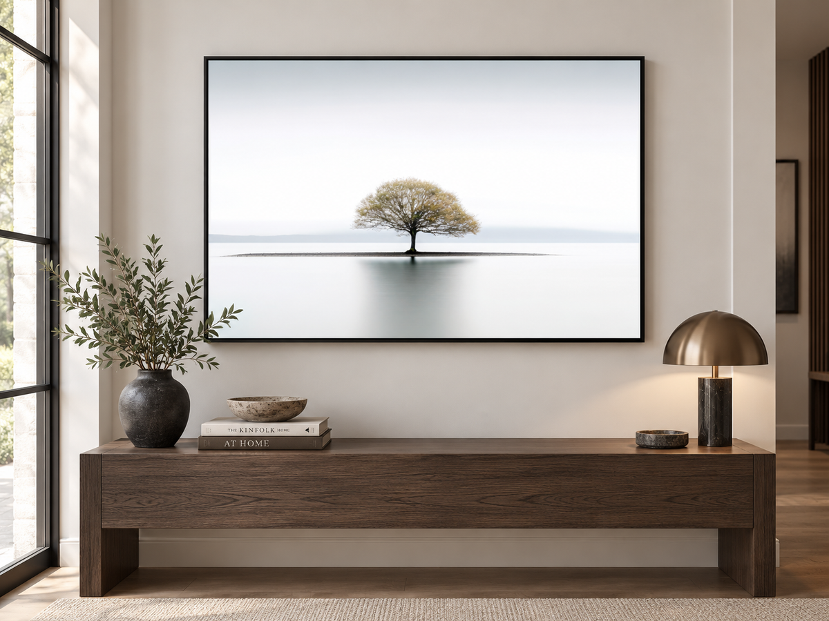 Solitude Canvas Wall Art | Minimalist Lone Tree Fine Art Print | Diamond Finish | 3 Sizes