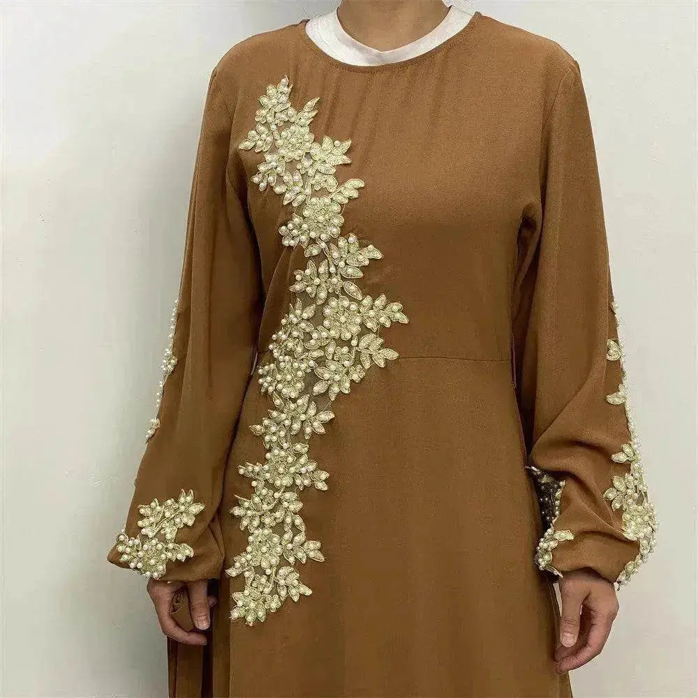 Fashion Lace Beaded Arab Dress Women