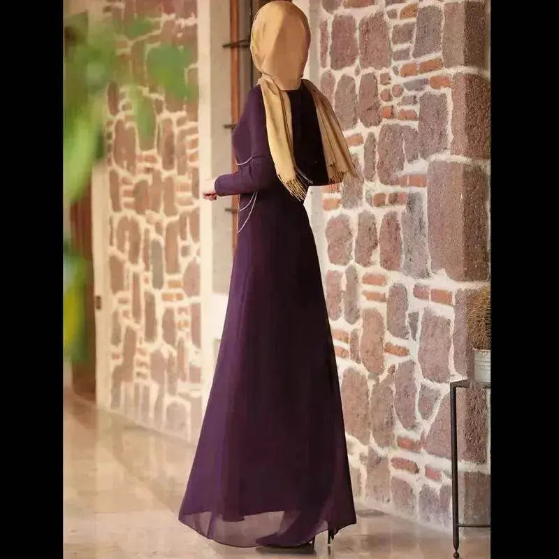 Fashionable Arab Women's Pure Color Simple Jumpsuit