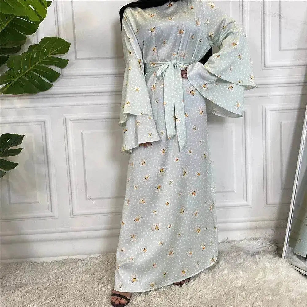 Fashionable Printed Large Lace Up Arab Dress