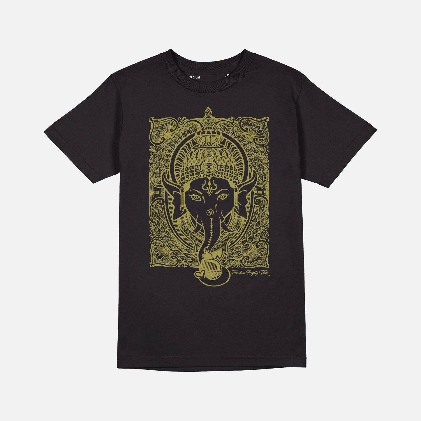 Ganesh T-shirt Black - Metallic Gold