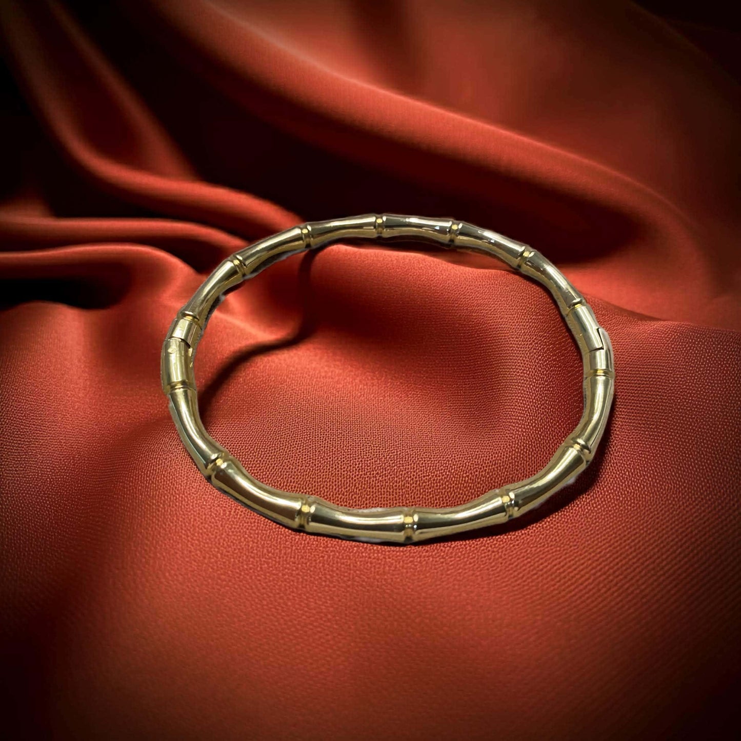 Elegant Bamboo-Inspired Gold-Plated Bangle
