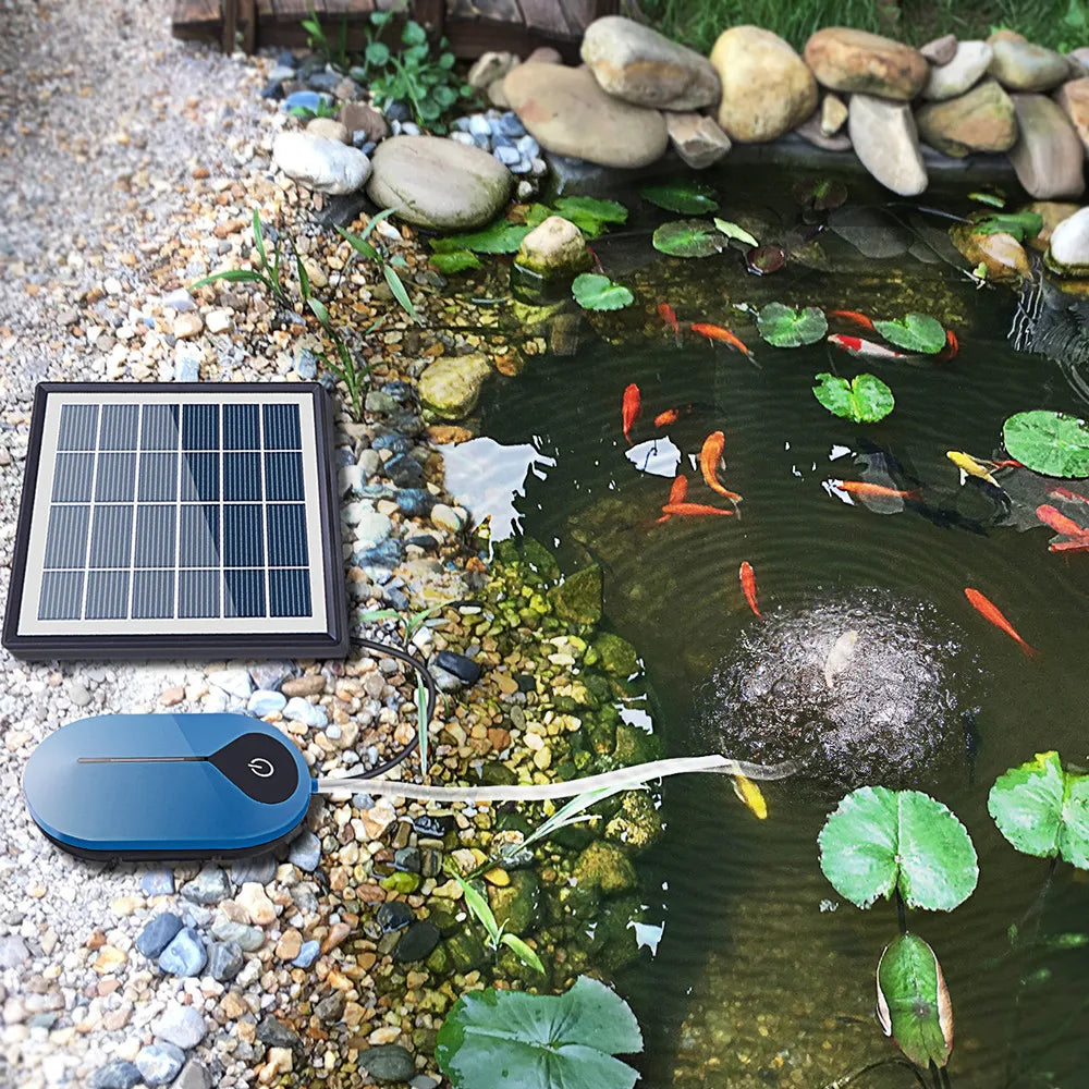 Pompe à air rechargeable aérateur oxygénateur solaire 6V1.5W 3600MAH pour bassin d'aquarium