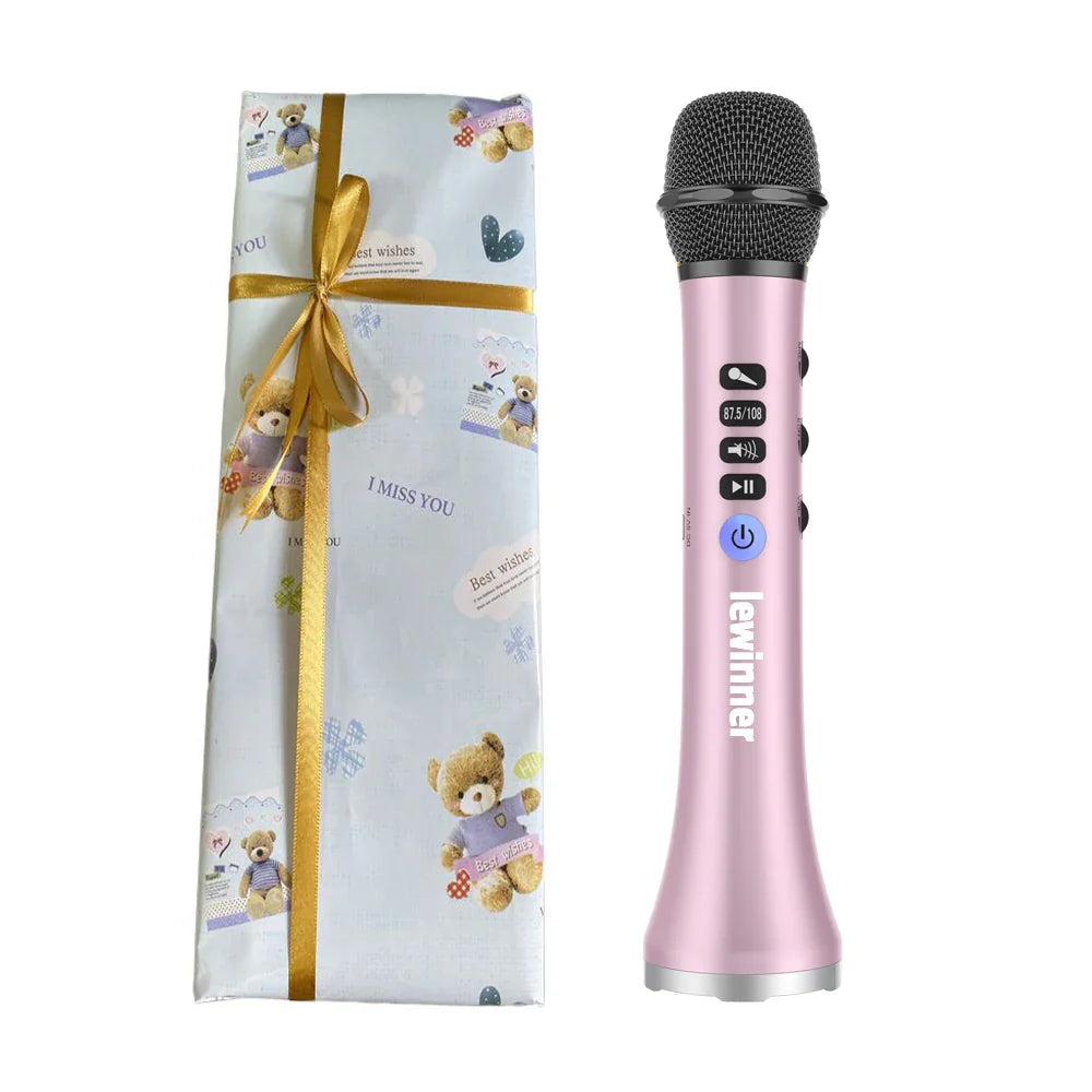 Lewinner L-698 Wireless Karaoke Microphone Bluetooth Speaker 2in1 Handheld Sing & Recording Portable KTV Player for iOS/Android