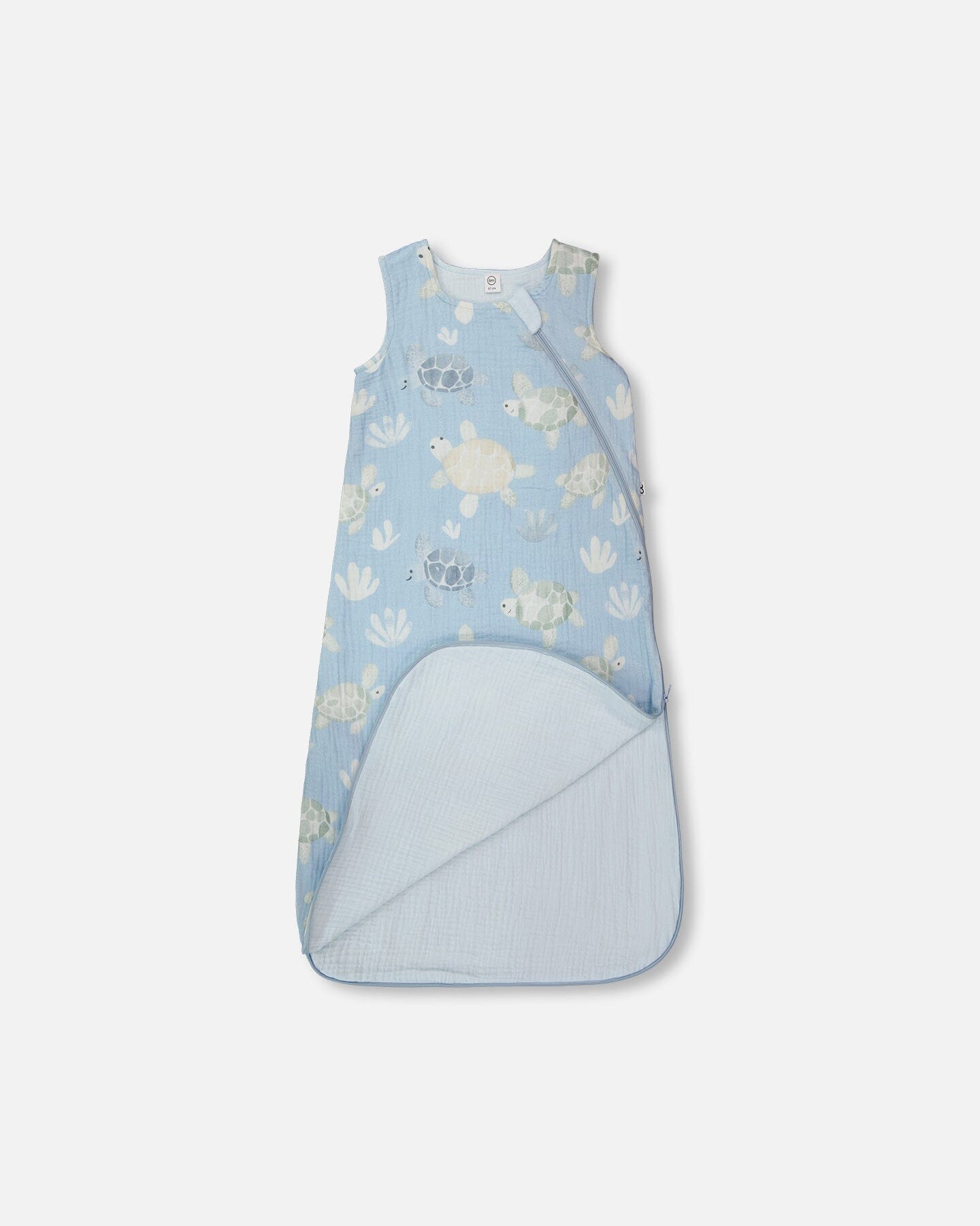Cotton Jersey Muslin Sleep Sack Blue Turtle Print