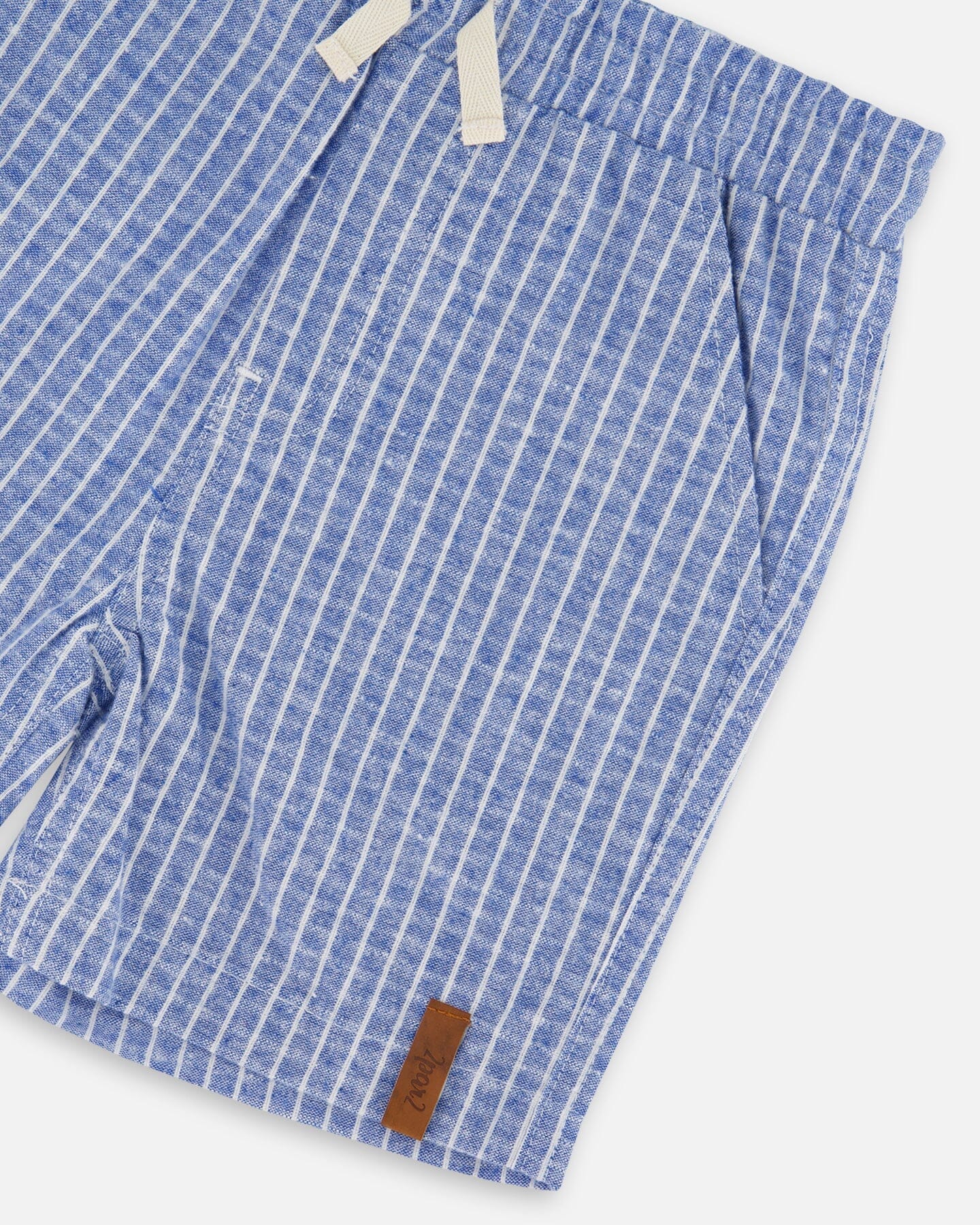 Printed Chambray Shorts Blue Denim Stripes