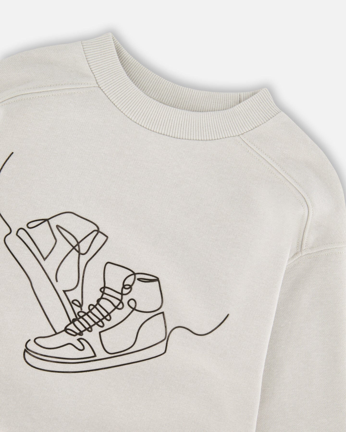 Sweat-shirt en molleton bouclette gris pâle