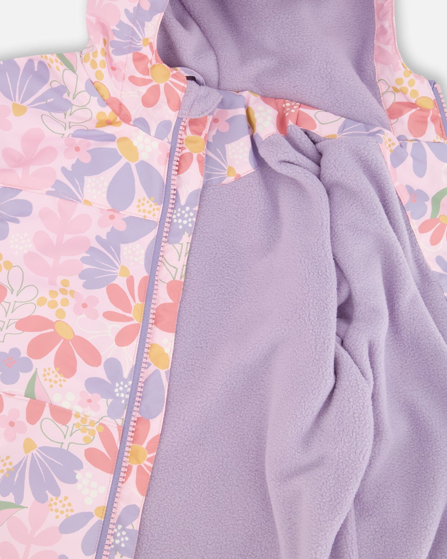 Two-Piece Mid-Season Outerwear Set Pink Flower Print