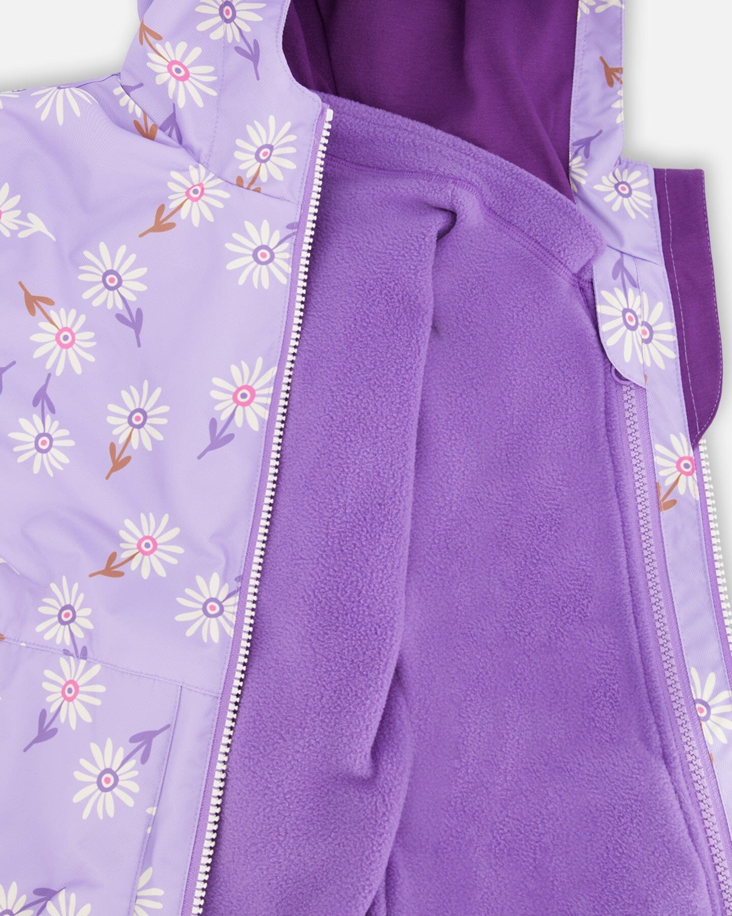 Ensemble 3-en-1 deux pièces de mi-saison motif marguerites violettes