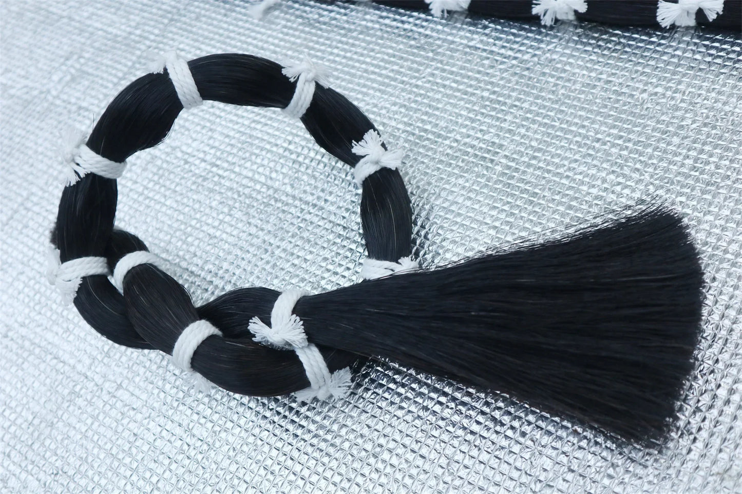 250g Crins de cheval noirs et blancs naturels pour violoncelle, contrebasse, violon, archet, 80-94 cm
