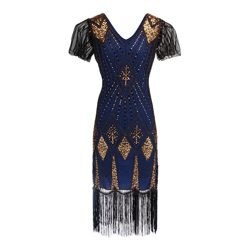 Robe Femme Roaring 1920s Flapper Dress Gatsby Party Charleston Sequined Cocktail Weeding Beaded Tassel Dresses Banquet Costumes