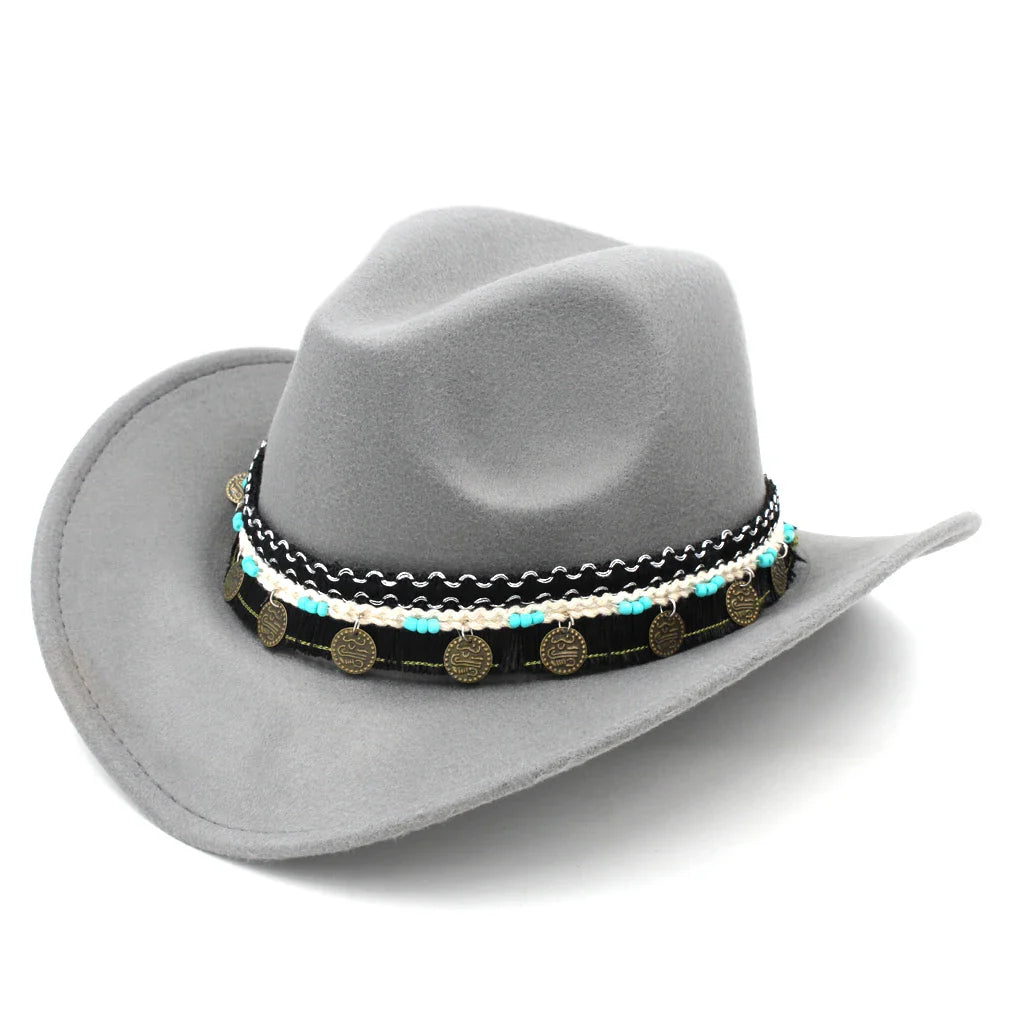 Chapeau de cowboy occidental pour hommes et femmes, casquette de costume de cow-girl à large bord pour église, mariage, fête, Halloween, casquettes fedoras d'extérieur