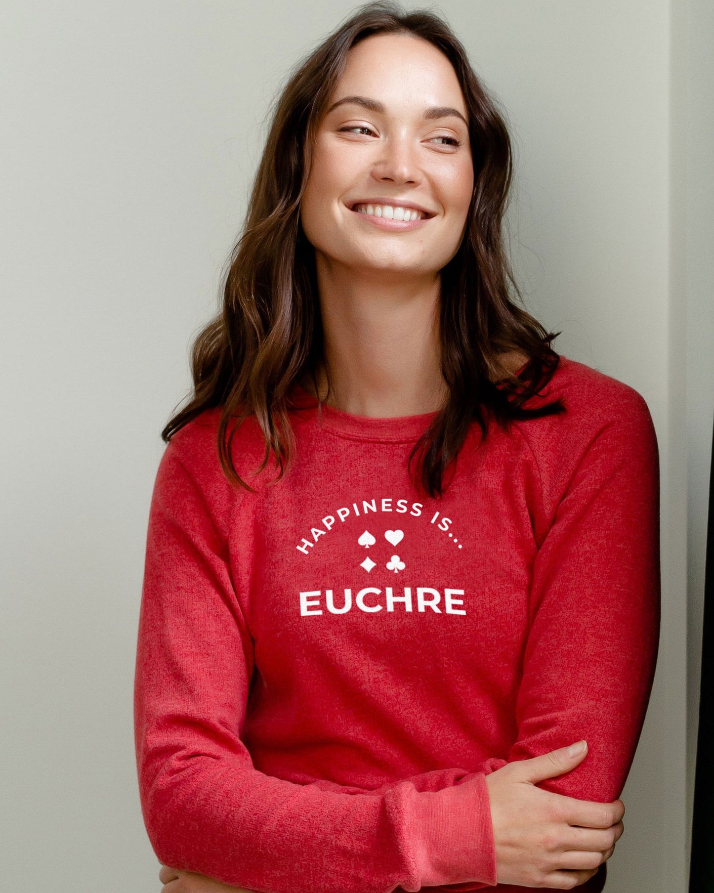 Women's Euchre Crew Sweatshirt, Chili