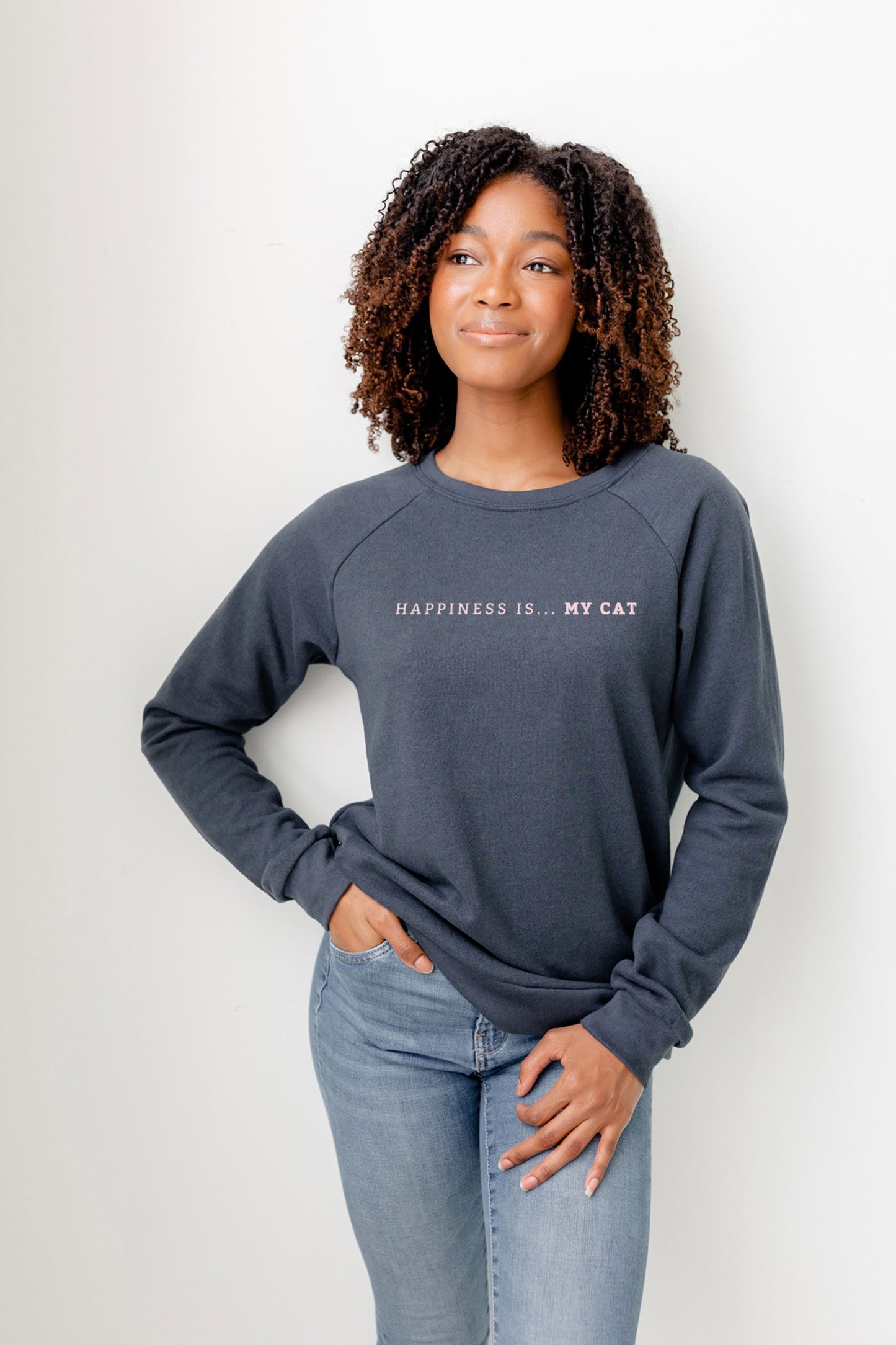 Women's My Cat Crew Sweatshirt, True Navy