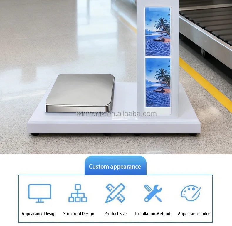 Passport Reader Encrypted Keyboard Barcode Reader Fingerprint Scanner Floor Standing Baggage Scale Airport Self-Service Kiosk
