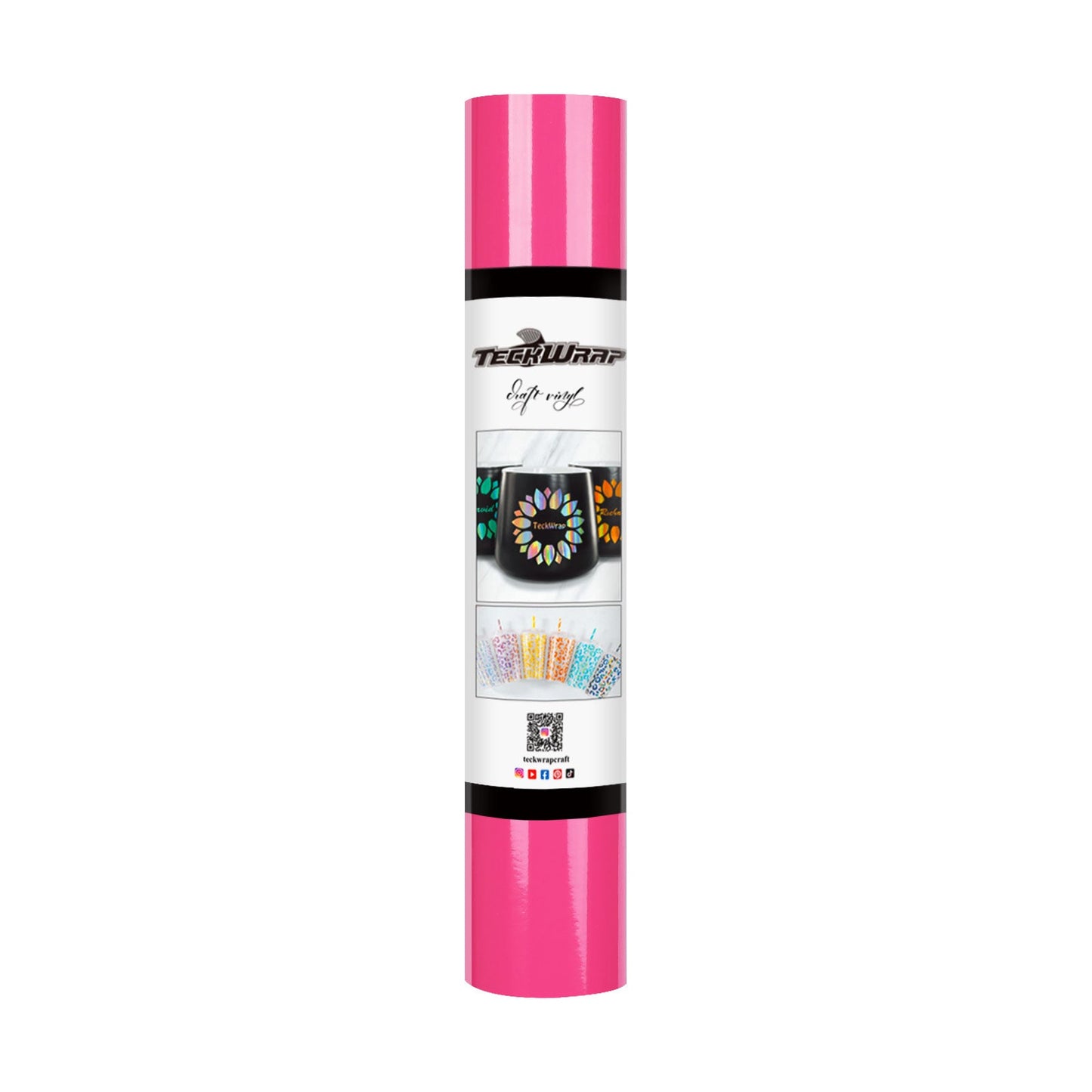 TeckWrap New Glossy Adhesive Vinyl - Hot Pink | Easy-to-Peel & Strong Adhesive