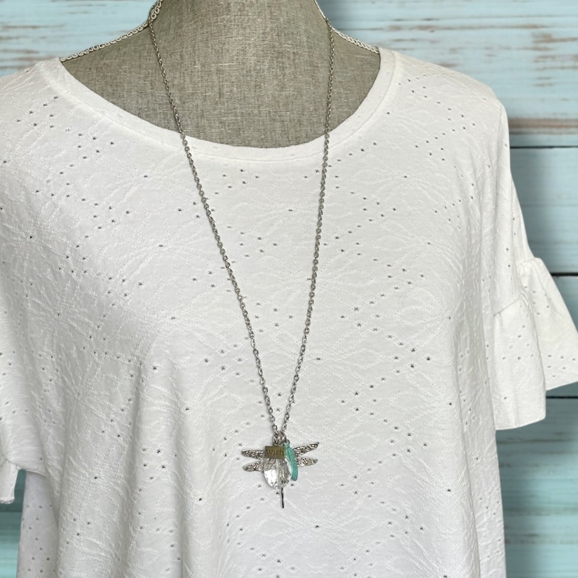 Collier vœu libellule en cristal
