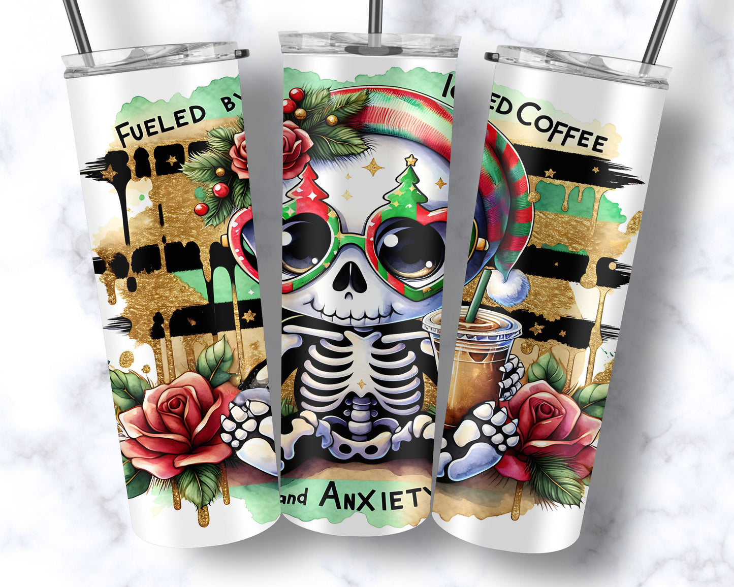 Gobelet de Noël "Anxiété et café glacé"