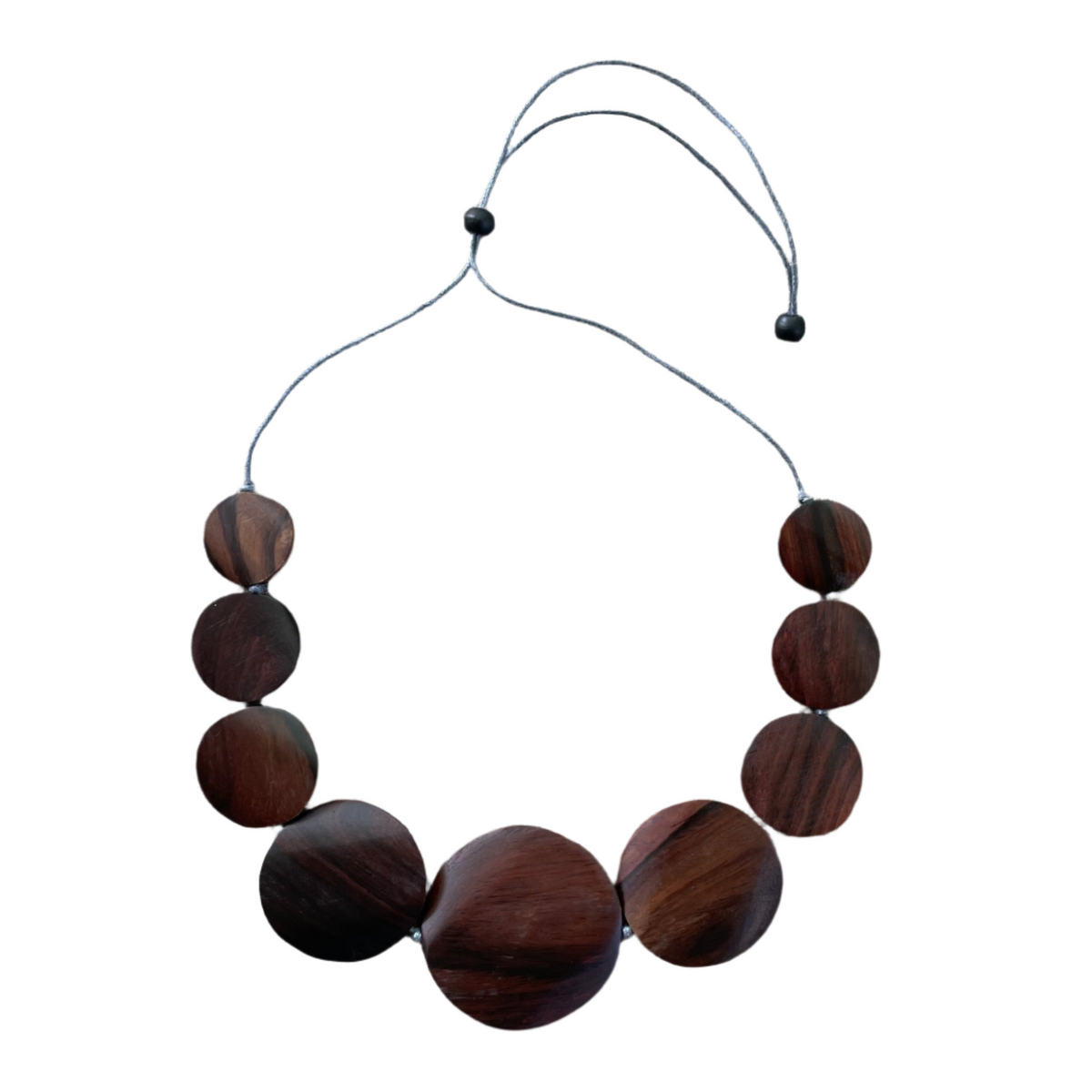 Collier Pendentif Disque Plat en Bois