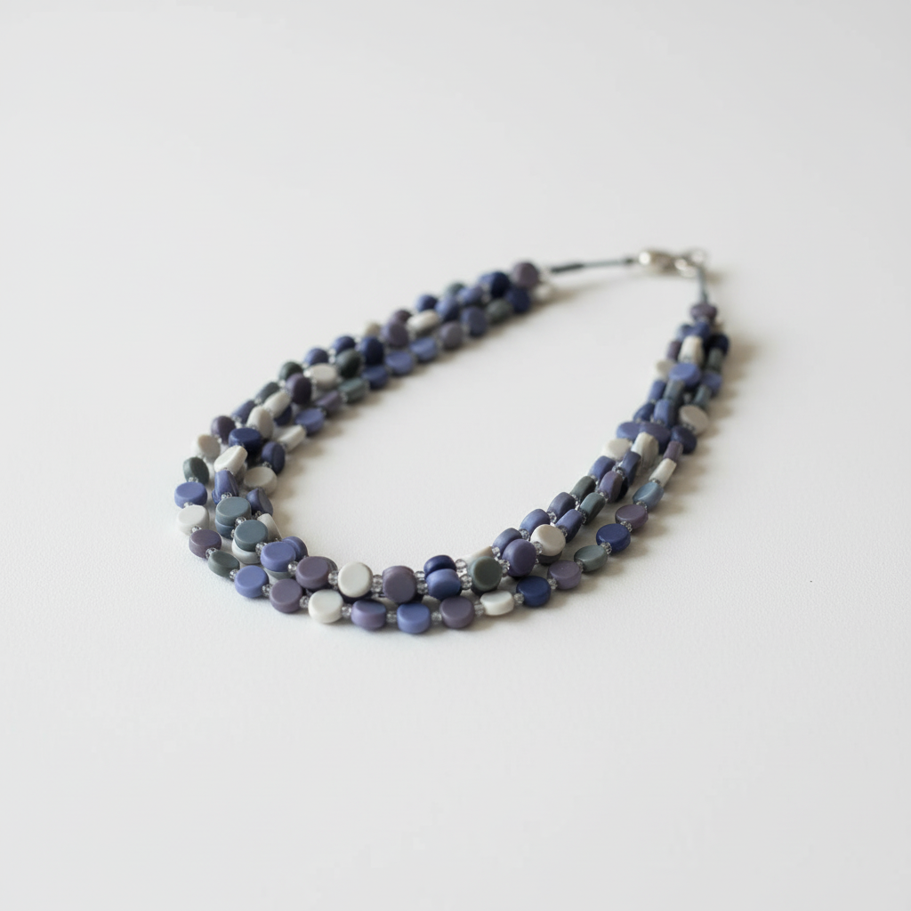 Resin & Glass Bead Disc Necklace