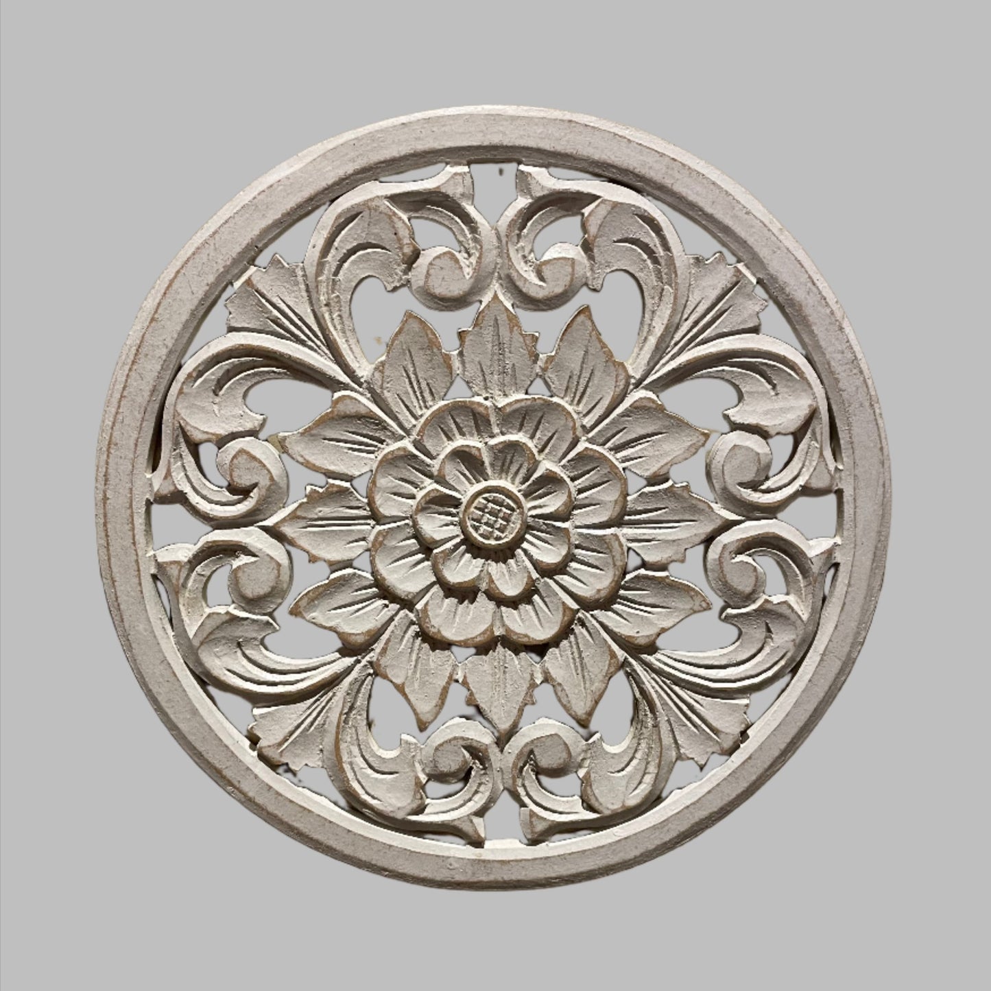 Wooden Round Carved Flower