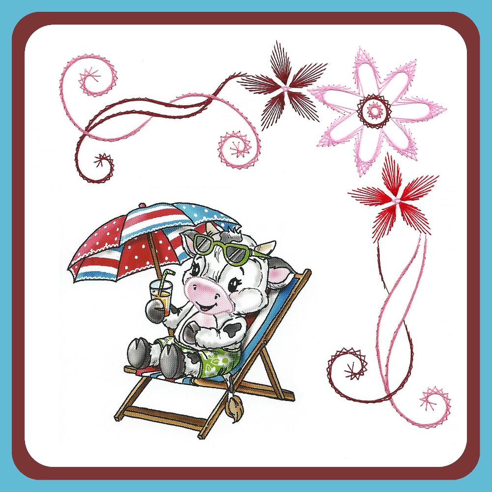 Motif de broderie - Coin de fleurs en cascade