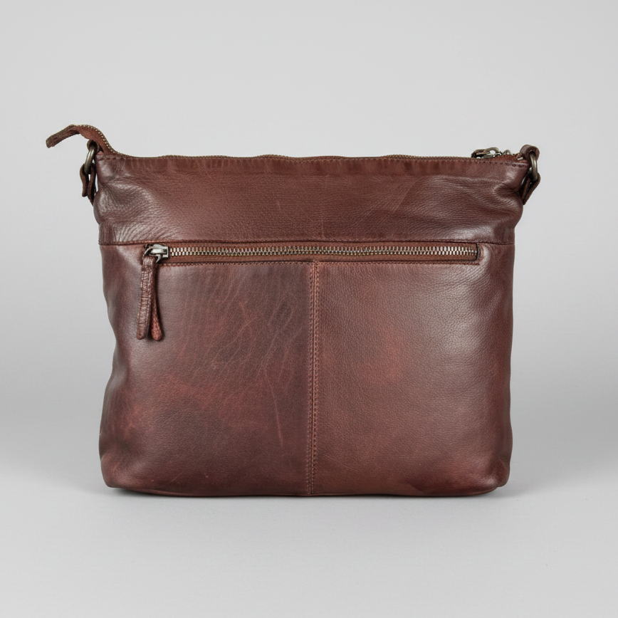 Sac bandoulière en cuir MET avec deux poches zippées