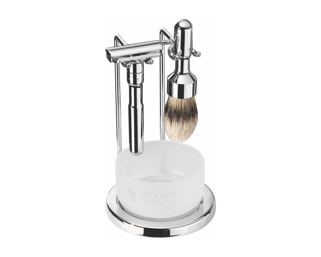 Merkur 4751 – Support pour rasoir et blaireau, finition chromée brillante