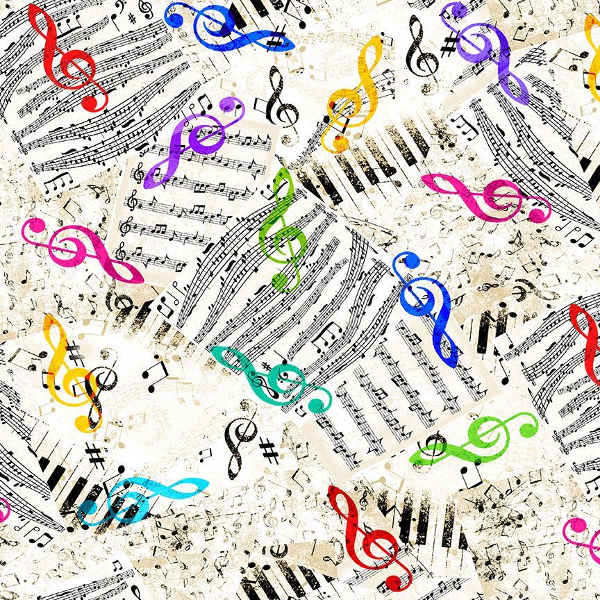 Timeless Treasures - I'm with the Band - Music Notes - MUSIC-CD2233 WHITE