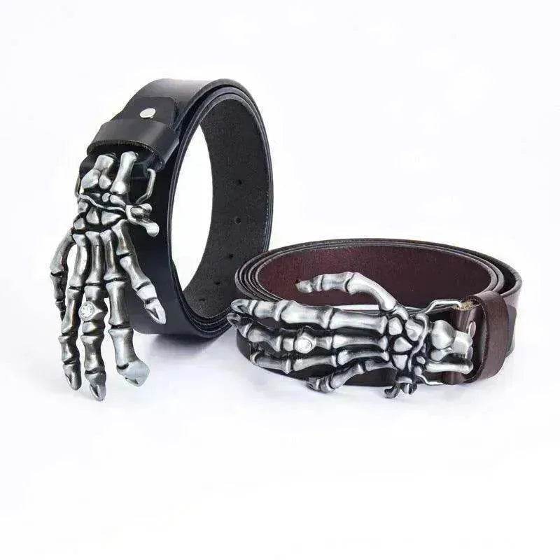 Men's Leather Belt Skull Big Head Claw Outdoor Rider