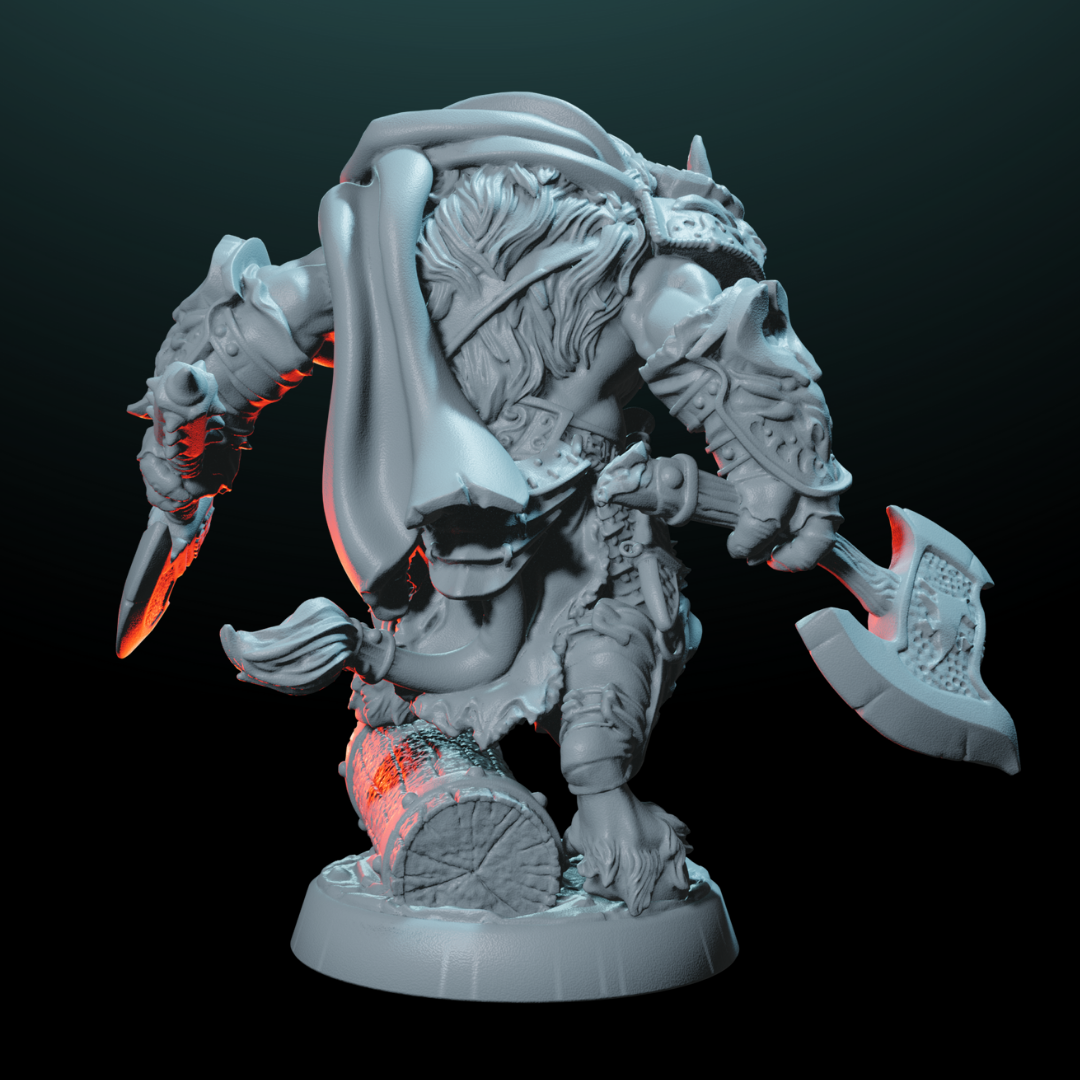 Minotaur with Dual Axes | Medium (1in base) | 5e