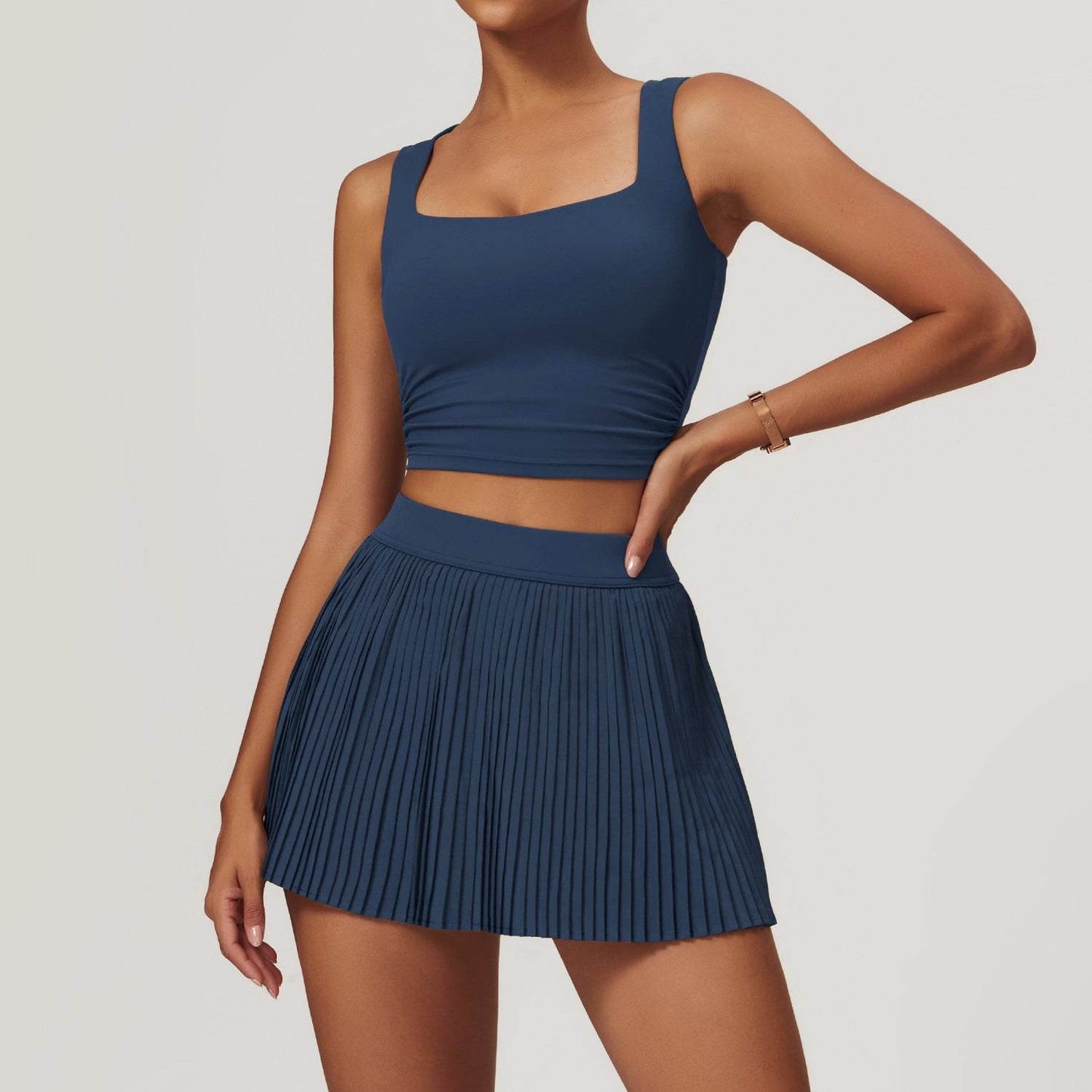 Ensemble de jupe de tennis, tenue de sport athlétique, jupe-short plissée pour femme