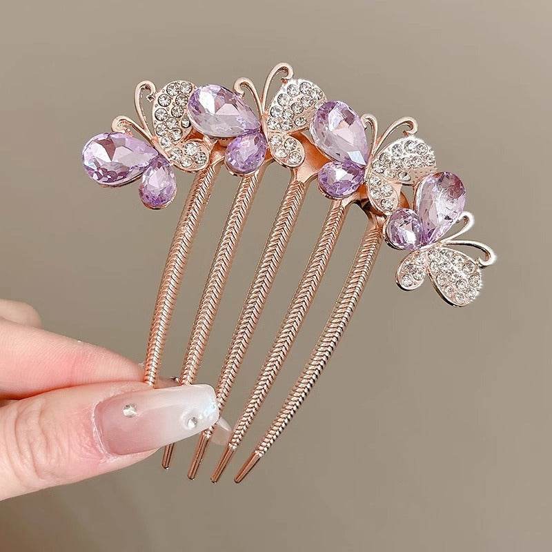 Butterfly Rhinestone Barrette Clip