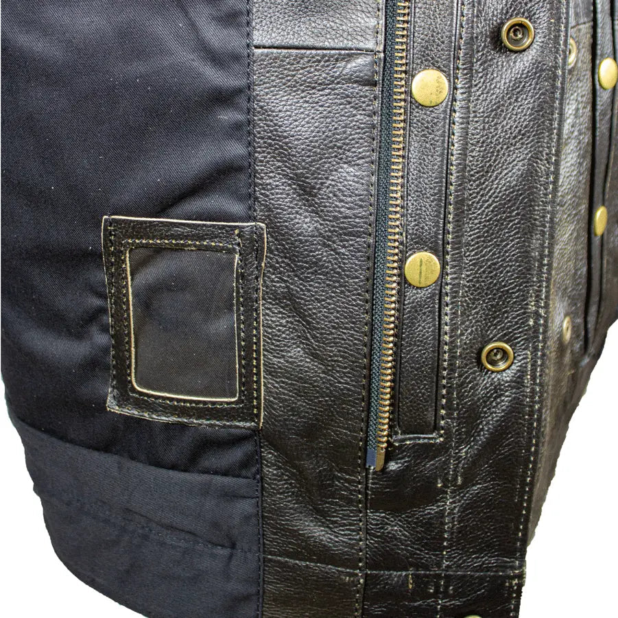 Gilet de motard en cuir vieilli Open Road pour hommes