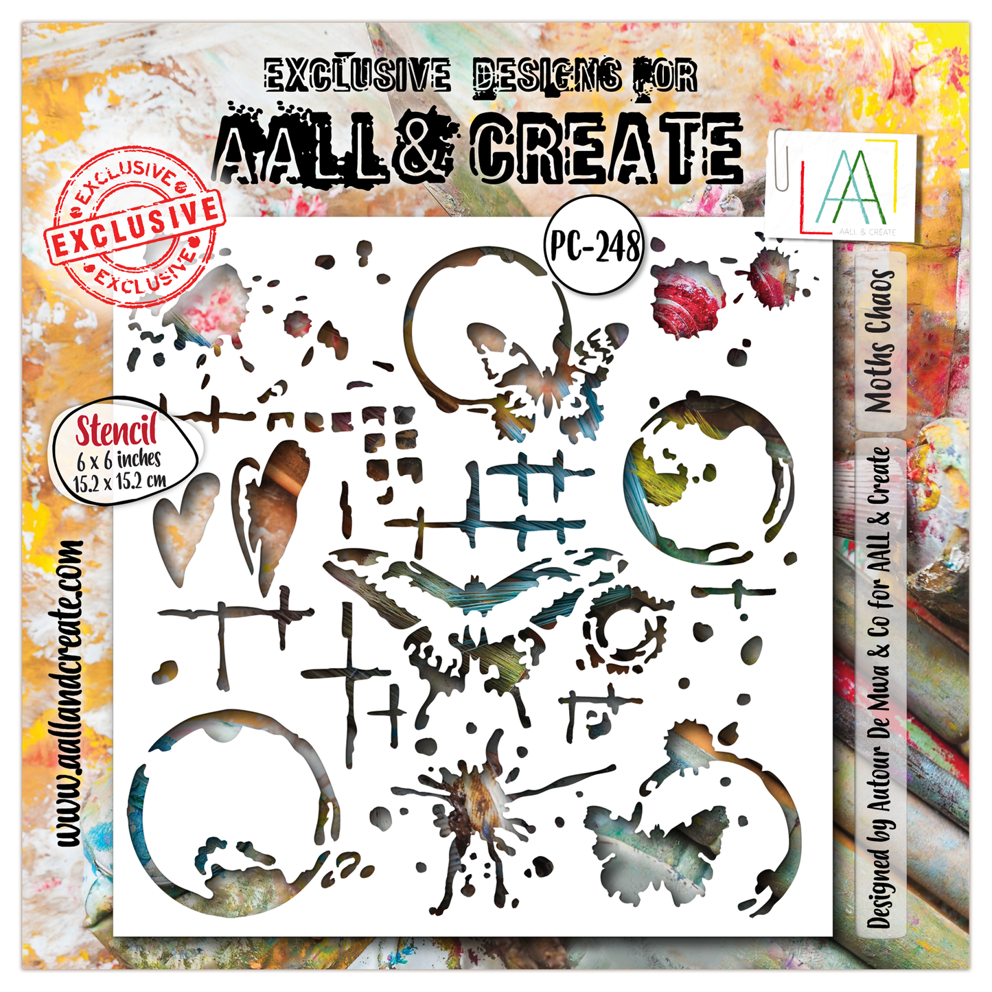 AALL and Create - 6"x6" Stencil - Moths Chaos