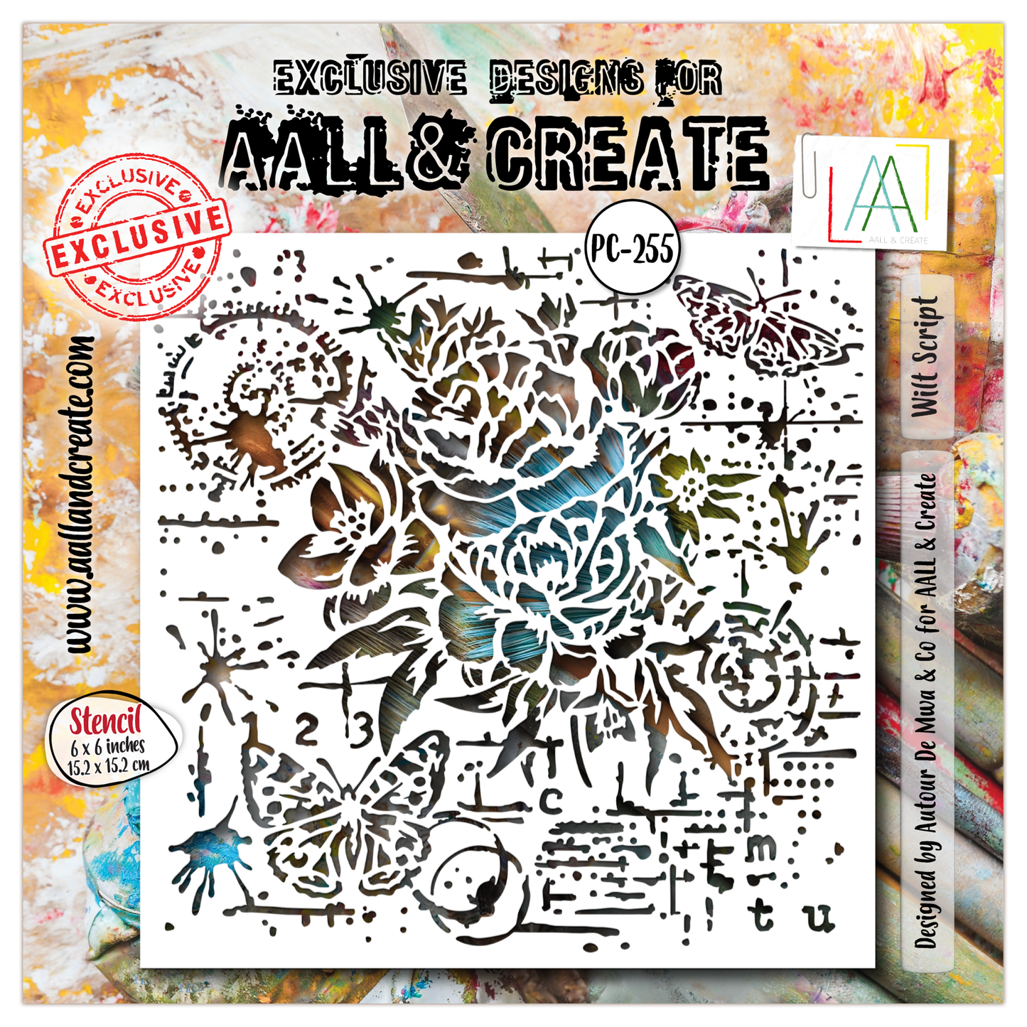 AALL and Create - 6"x6" Stencil - Wilt Script