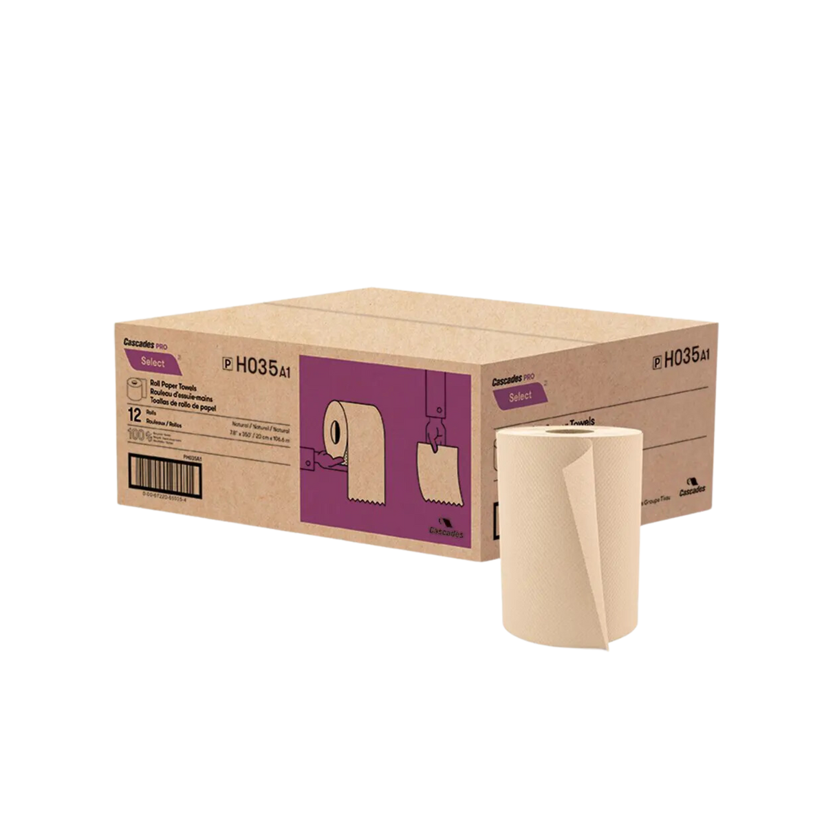 8" x 350' Kraft Hand Towel Rolls