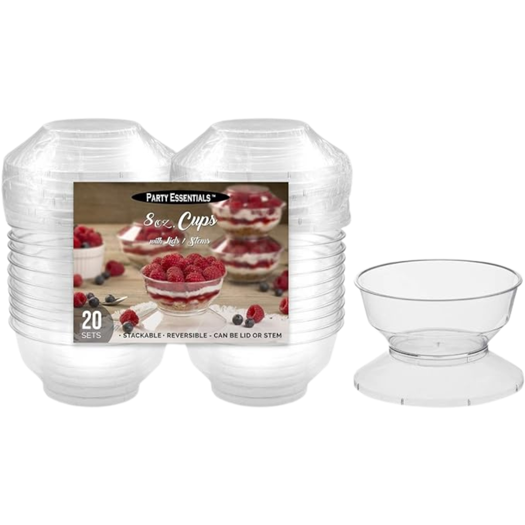 8oz Clear Dessert Cups with Lids/Stems