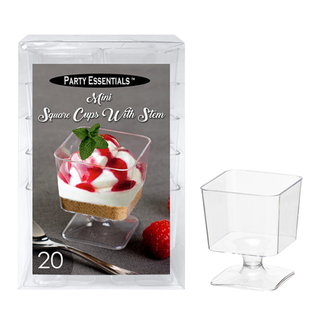 2oz Clear Mini Square Cups with Stem
