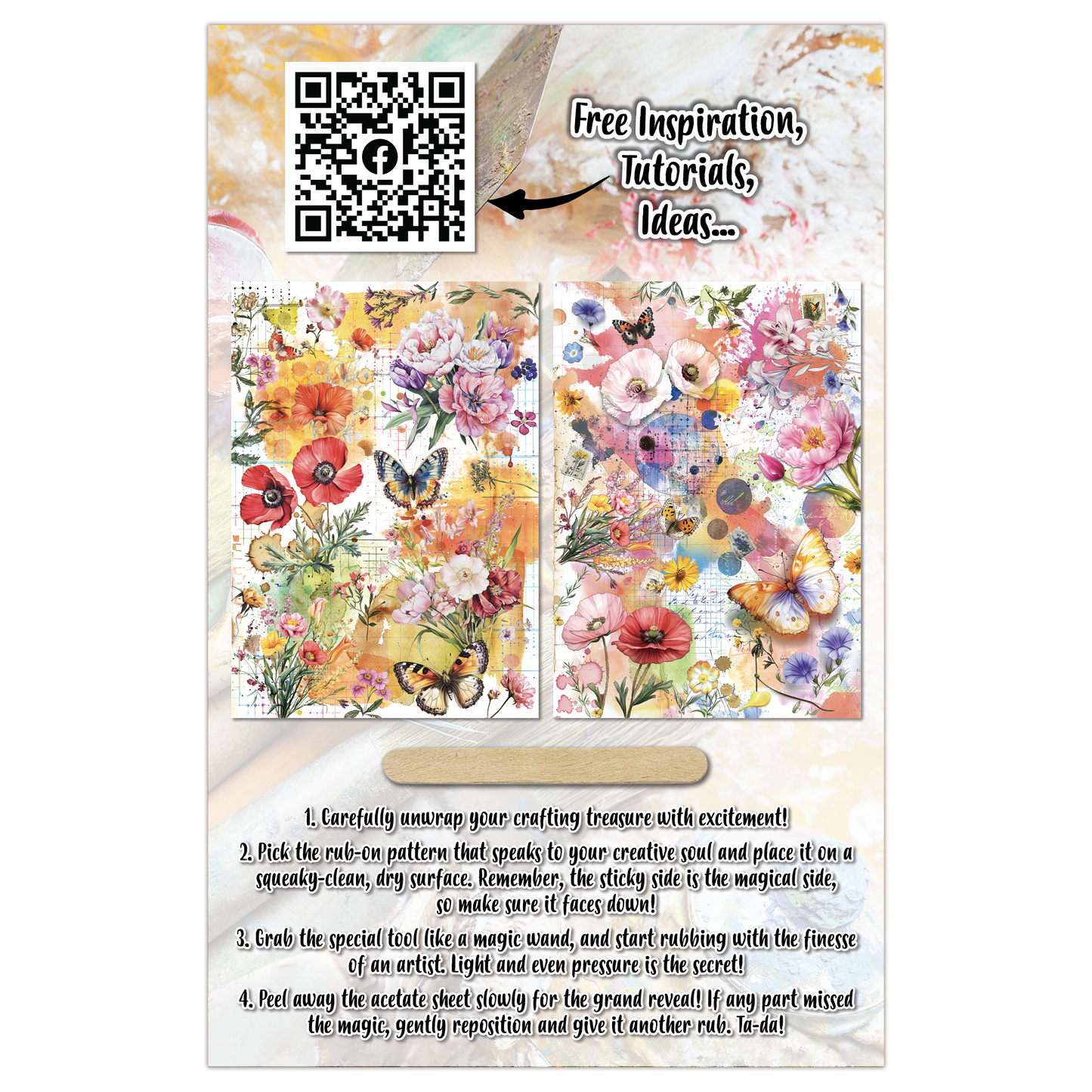 AALL and Create - A5 Rub-Ons - Dancing Poppies