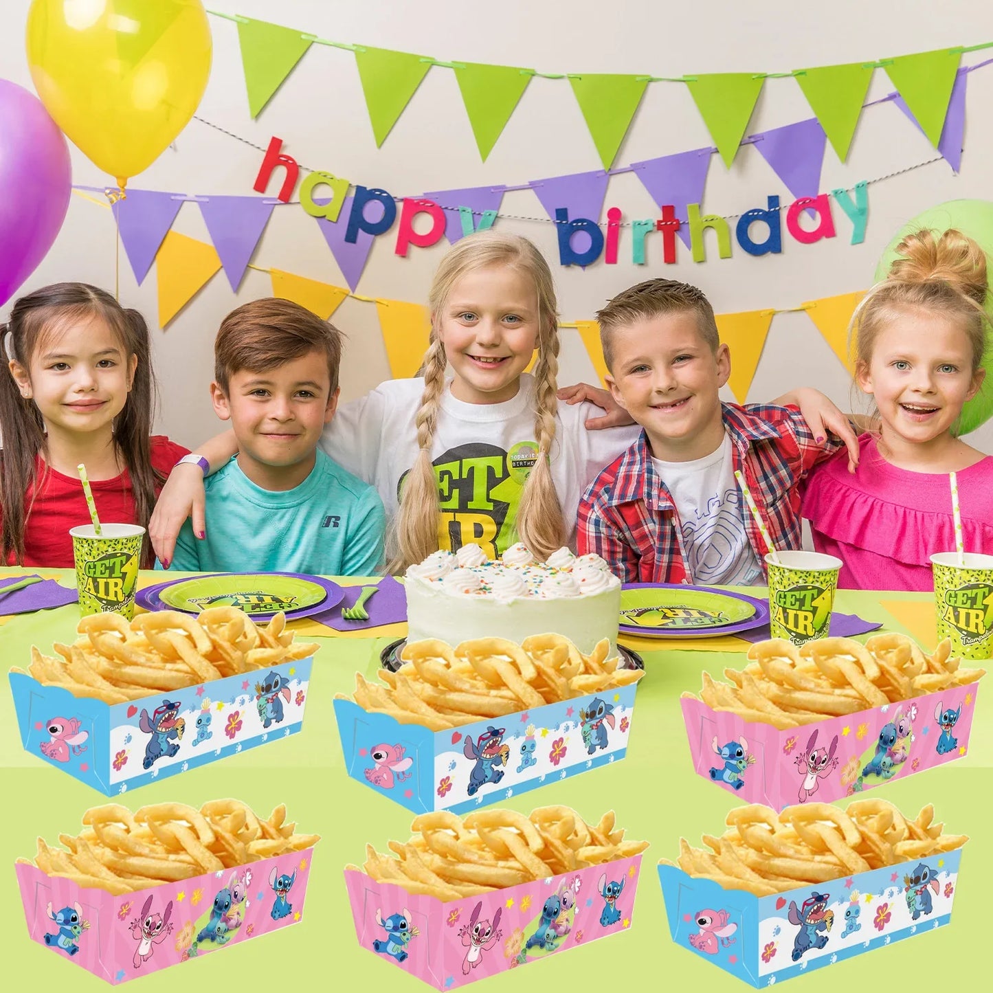 24Pcs/Set Lilo Stitch Party Snack Boxes Birthday Party Decoration French Fries Snack Candy Popcorn Food Holders Partys Supplies